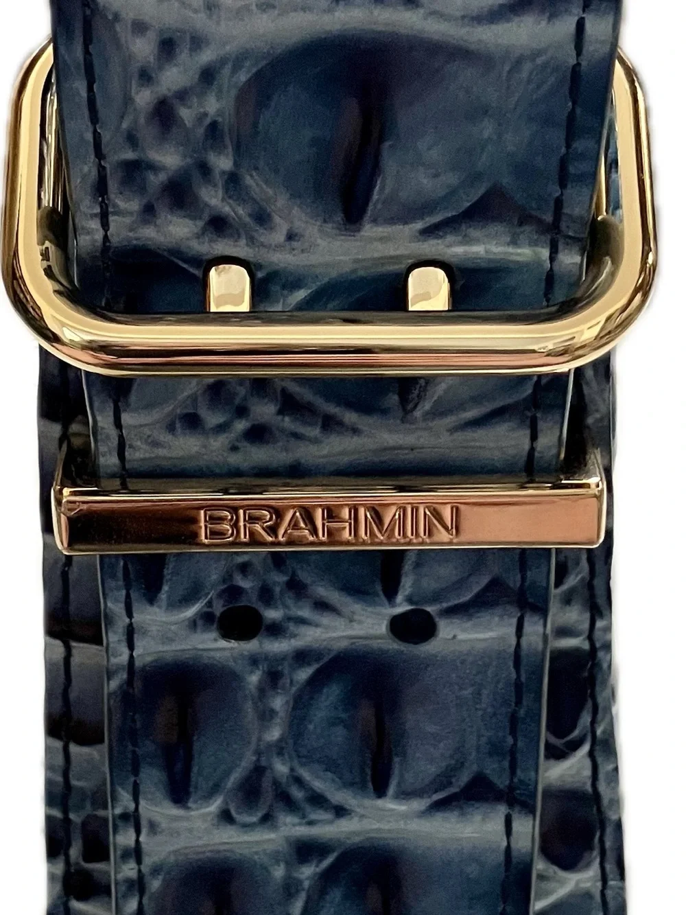 Brahmin Blue Croc-Embossed Leather Shoulder Bag